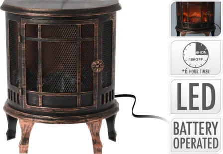 Купить Светильник электрический LED Камин, разм. 24,5x12,5x30см, раб. от бат. 3xС (не в компл) и адаптора (не в компл) с таймером, Koopman в интернет-магазине Akvilon.kz