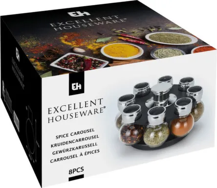 Купить Ёмкости для специй, 6x8,5 см, 8шт, в комплекте с подставкой, 17x13 см, Koopman в интернет-магазине Akvilon.kz