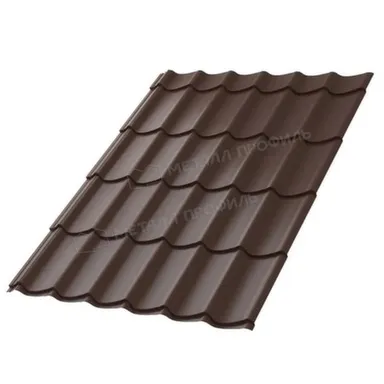 Купить Металлочерепица глянцевая 0,45мм (коричневый) 1,55x1,19 /1,84м2 МЕТАЛЛПРОФИЛЬ в интернет-магазине Akvilon.kz