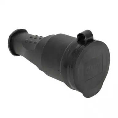 Купить Розетка переносная 2P+PE 16A IP44 с защитной крышкой каучуковая EKF в интернет-магазине Akvilon.kz