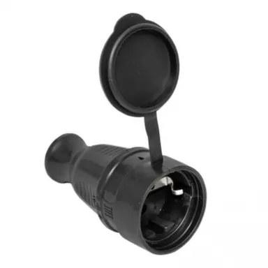 Купить Розетка переносная 2P+PE 16A IP44 с защитной крышкой каучуковая EKF PRO в интернет-магазине Akvilon.kz