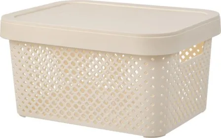 Купить Корзинка для хранения с крышкой Stockholm, 5 л молочный туман, Plast Team в интернет-магазине Akvilon.kz