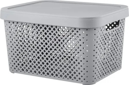 Купить Корзина для хранения с крышкой Stockholm, 15 л серый шторм, Plast Team в интернет-магазине Akvilon.kz