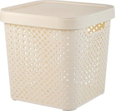 Купить Корзина для хранения с крышкой Stockholm, 20 л молочный туман, Plast Team в интернет-магазине Akvilon.kz