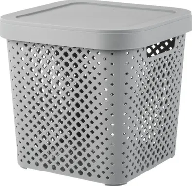 Купить Корзина для хранения с крышкой Stockholm, 20 л серый шторм, Plast Team в интернет-магазине Akvilon.kz