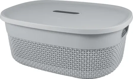 Купить Корзина для хранения с крышкой Oslo 12л серый шторм, Plast Team в интернет-магазине Akvilon.kz