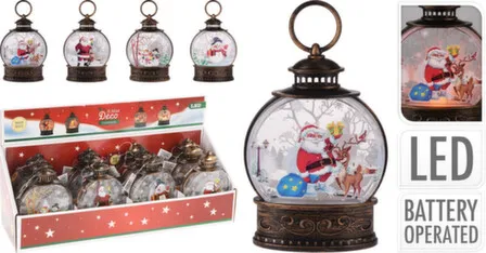 Купить Декорация Фонарь с рождественской фигуркой внутри с подсветкой, раб. от бат. 3XLR44 в асс, Koopman в интернет-магазине Akvilon.kz