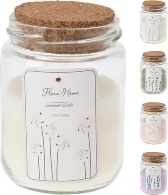 Купить Свеча залитая в банку, с крышкой, разм. 6,5x6,5x9,5 см, в асс. в интернет-магазине Akvilon.kz