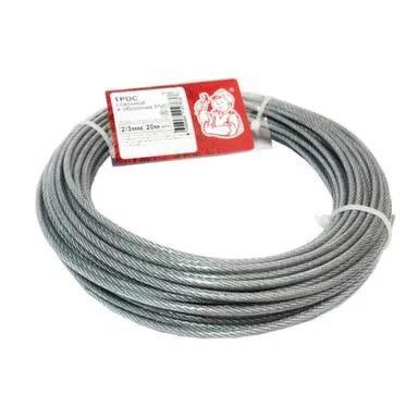 Купить Трос стальной в оболочке PVC 2/3мм (белый цинк 20 м), Стройбат в интернет-магазине Akvilon.kz