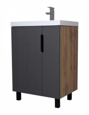 Купить Тумба Марта Дуб вотан c умывальником Soft 60 см в интернет-магазине Akvilon.kz