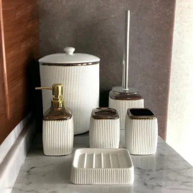 Купить Набор для ванной керамический 6в1 белый,ALROSSA в интернет-магазине Akvilon.kz