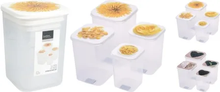 Контейнер для пищевых продуктов с крышкой, набор из 4 штук: 0,9 л, 1,4 л, 2,1 л, 3,1 л, в ассортименте, Koopman в интернет-магазине Akvilon.kz