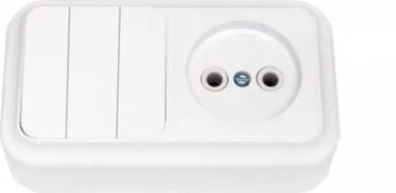 Купить Блок выключателя с розеткой, трехклавишный, открытой установки, Bylectrica в интернет-магазине Akvilon.kz