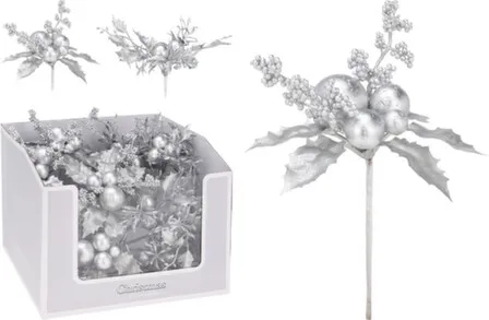 Купить Декорация Цветок на пике, длина 20 см, серебро, в ассортименте, Koopman в интернет-магазине Akvilon.kz