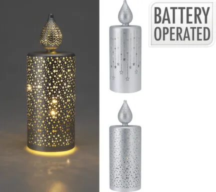 Купить Светильник LED в форме свечи, 7,5x7,5x21 cм, серебро, в ассортименте, Koopman в интернет-магазине Akvilon.kz