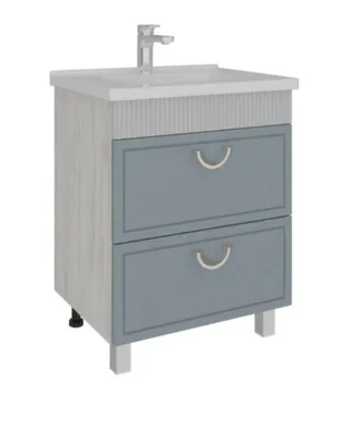 Тумба напольная Лина Сосна Лофт Белая Аконит 2 ящика с умывальником А1047 100 см, AVK в интернет-магазине Akvilon.kz