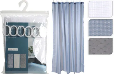 Купить Штора для душа, разм. 180x180 см, в комплекте с крючками, в асс. в интернет-магазине Akvilon.kz