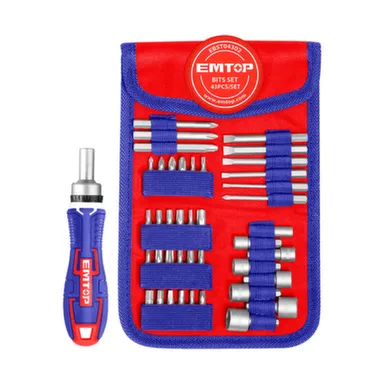 Купить Отвёрткa тpeщоточная с битами 43шт, EMTOP в интернет-магазине Akvilon.kz