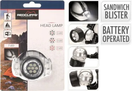 Фонарь портативный налобный, 7,5x6x4 см, 7 LED-ламп, Koopman в интернет-магазине Akvilon.kz