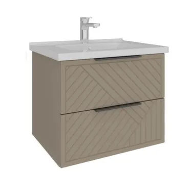 Тумба подвесная Джина Белый снег Устюрт 2 ящика с умывальником А1047, 100 см, AVK в интернет-магазине Akvilon.kz