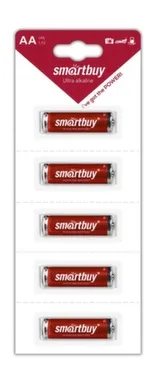 Купить Батарейка алкалиновая LR6/5B, strip, 5 шт, Smartbuy в интернет-магазине Akvilon.kz