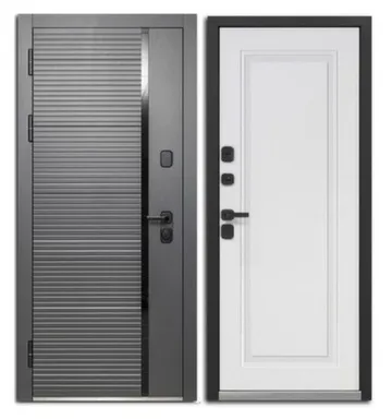 Купить Дверь металлическая Горизонталь Нео Сатин графит МДФ/Эмалит белый Феррони 860 Левое в интернет-магазине Akvilon.kz