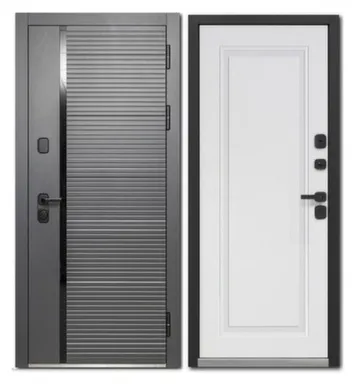 Купить Дверь металлическая Горизонталь Нео Сатин графит МДФ/Эмалит белый Феррони 860 Правое в интернет-магазине Akvilon.kz