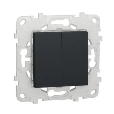 Купить Антрацит выключатель 2 - клав. 10АХ Unica Studio в интернет-магазине Akvilon.kz