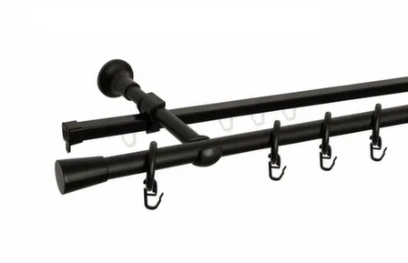 Купить Карниз Рица двухрядный металл d16мм 300см черный, Delfa в интернет-магазине Akvilon.kz