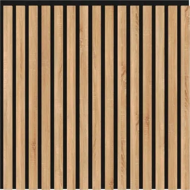 Купить Панель стеновая акустическая, черный войлок, рейки МДФ Stella 600x600x9 мм Дуб сонома в интернет-магазине Akvilon.kz