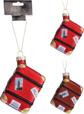 Купить Декорация подвесная Чемодан, стекло, 6x3,5x8,5 см, в ассортименте, Koopman в интернет-магазине Akvilon.kz