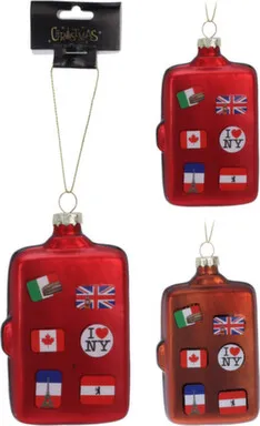 Купить Декорация подвесная Чемодан, стекло, 6,5x3,5x10,5 см, в ассортименте, Koopman в интернет-магазине Akvilon.kz