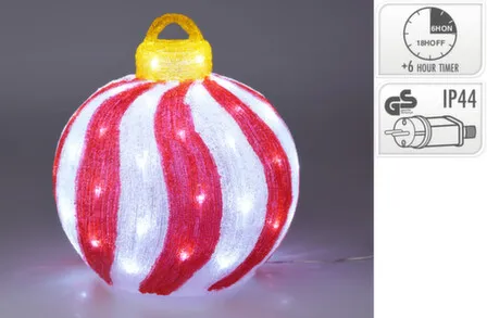 Купить Светильник Шар, 60 led-ламп, красный, 35,5x35,5x39 см, адаптер IP44, таймер, Koopman в интернет-магазине Akvilon.kz