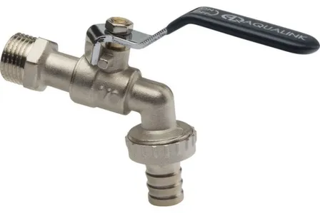 Купить Кран шаровой водоразборный со штуцером 3/4" НР рукоятка флажковая, Aqualink в интернет-магазине Akvilon.kz