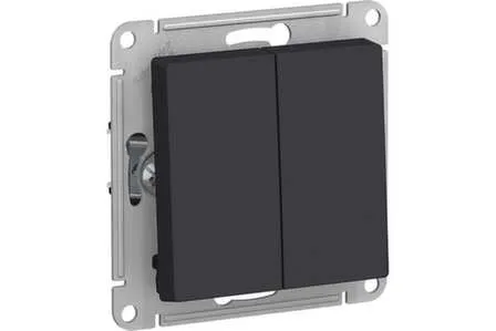 Купить Переключатель2 - клавишный проходной карбон 10А Atlas в интернет-магазине Akvilon.kz