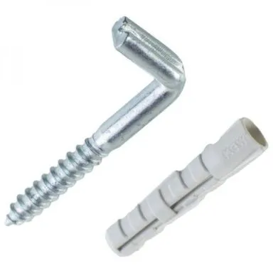 Купить Крюк Г-обр. с дюбелем 12 мм (белый цинк 1 шт), Стройбат в интернет-магазине Akvilon.kz