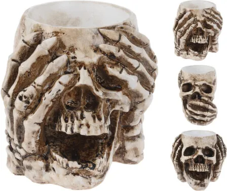 Купить Подсвечник Череп, 9,3x9,5x8,5 см, в ассортименте, Koopman в интернет-магазине Akvilon.kz