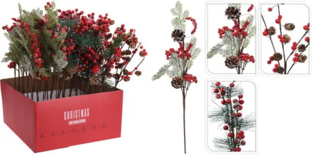 Купить Рождественская декорация Ветка с ягодами/шишками, длина 49см, Koopman в интернет-магазине Akvilon.kz
