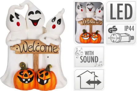Купить Статуэтка Привидения с тыквами, с подсветкой, озвученная, 56x30x70 см, Koopman в интернет-магазине Akvilon.kz