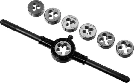 Купить Набор плашек с плашкодержателем, М3-12 (8 предм.), STAYER в интернет-магазине Akvilon.kz