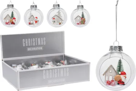 Купить Ёлочное украшение Шар диам. 8см, с фигуркой внутри, в асс, Koopman в интернет-магазине Akvilon.kz