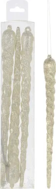 Купить Декорация подвесная Сосулька серебристая, разм. 1,5x23см набор 3шт, Koopman в интернет-магазине Akvilon.kz