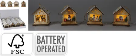 Купить Статуэтка Домик с подсветкой, 7,6x5,6x9,2 см, в ассортименте, Koopman в интернет-магазине Akvilon.kz