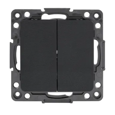 Купить Черный выключатель 2- клавишный проходной 10А Стокгольм в интернет-магазине Akvilon.kz