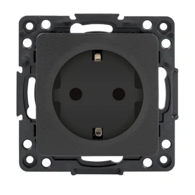 Купить Черная розетка 1- местная 16А з/к Стокгольм в интернет-магазине Akvilon.kz