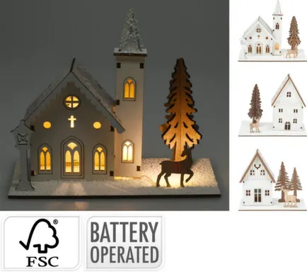 Купить Статуэтка Домик с подсветкой, 17x6,5x15 см, в ассортименте, Koopman в интернет-магазине Akvilon.kz