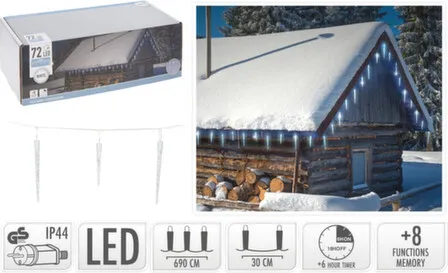 Купить Гирлянда электрическая 72 led-лампы, длина 690 см, адаптер IP44, с контроллером и таймером, Koopman в интернет-магазине Akvilon.kz