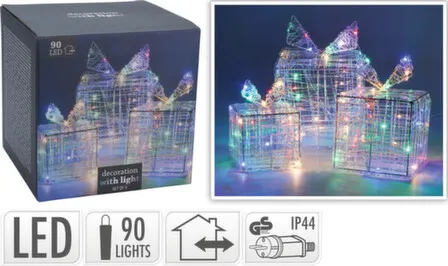 Купить Светильник электрический Подарки, 90 led-ламп, 12x12 см, 15x15 см, 20x20 см, адаптер IP44, Koopman в интернет-магазине Akvilon.kz