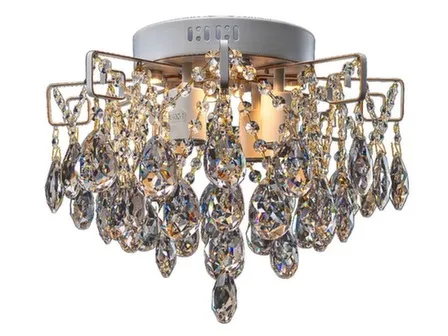 Купить Люстра Каскад Е27, 60 Вт - 4 шт хрусталь белый с золотом ф420x300 LED в интернет-магазине Akvilon.kz