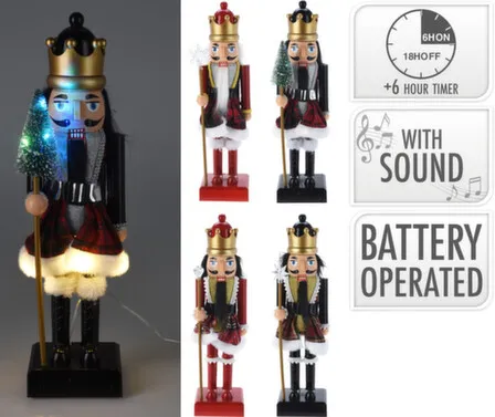 Купить Декорация Щелкунчик, с подсветкой, озвученная, с функцией таймера, 12x8,5x40 см, Koopman в интернет-магазине Akvilon.kz